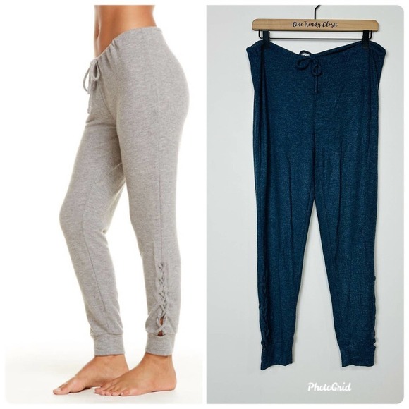 Chaser NWT Drawstring Side Lace Up Lightweight Jogger Pants Aquarius Blue Medium - Picture 1 of 6